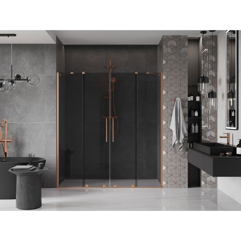 Mexen Velar Duo portes de douche coulissantes 180 cm, graphite, cuivre brossé - 871-180-000-42-65