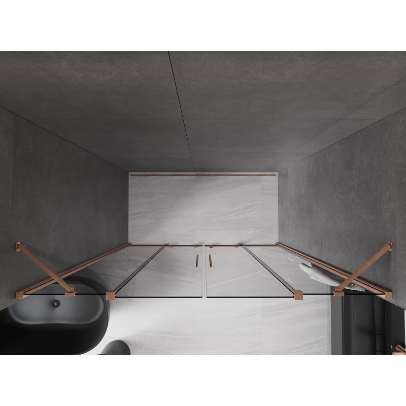 Mexen Velar Duo porte de douche coulissante 200 cm, graphite, cuivre brossé - 871-200-000-42-65