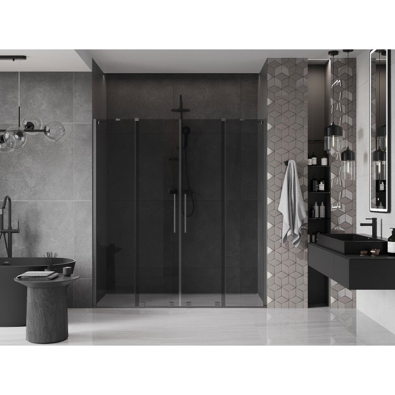 Mexen Velar Duo porte de douche coulissante 170 cm, graphite, gris fusil brossé - 871-170-000-42-66