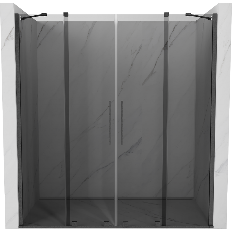 Mexen Velar Duo porte de douche coulissante 200 cm, graphite, gun gray brossé - 871-200-000-42-66