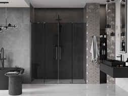 Mexen Velar Duo portes de douche coulissantes 200 cm, graphite, gun gray brossé - 871-200-000-42-66
