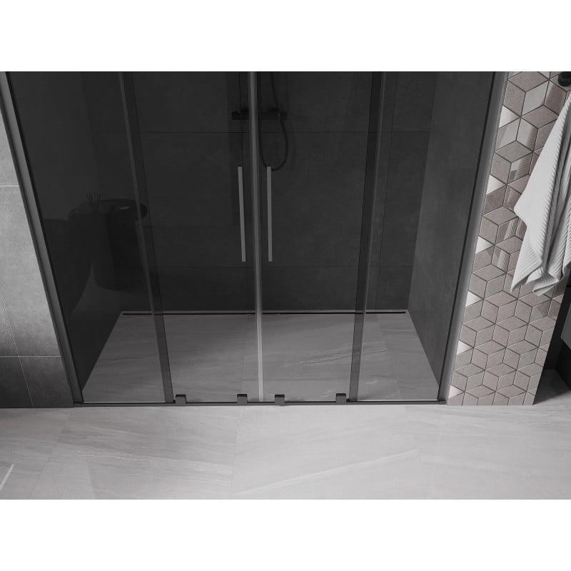 Mexen Velar Duo porte de douche coulissante 170 cm, graphite, métal canon - 871-170-000-42-95