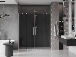 Mexen Velar Duo portes de douche coulissantes 170 cm, graphite, nickel brossé - 871-170-000-42-97