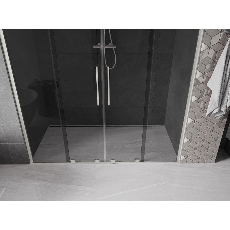Mexen Velar Duo portes de douche coulissantes 180 cm, graphite, nickel brossé - 871-180-000-42-97
