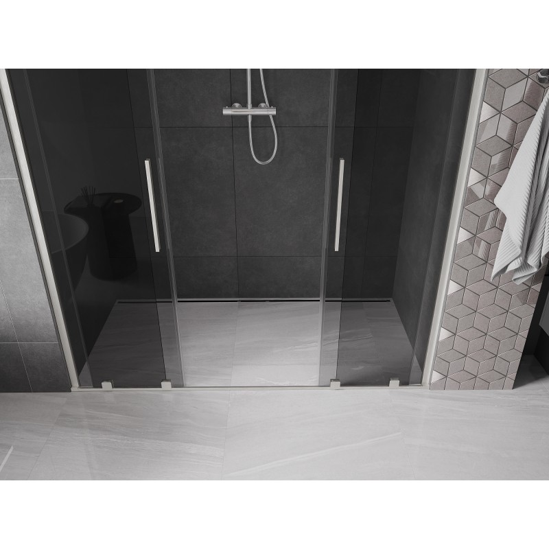 Mexen Velar Duo porte de douche coulissante 200 cm, graphite, nickel brossé - 871-200-000-42-97