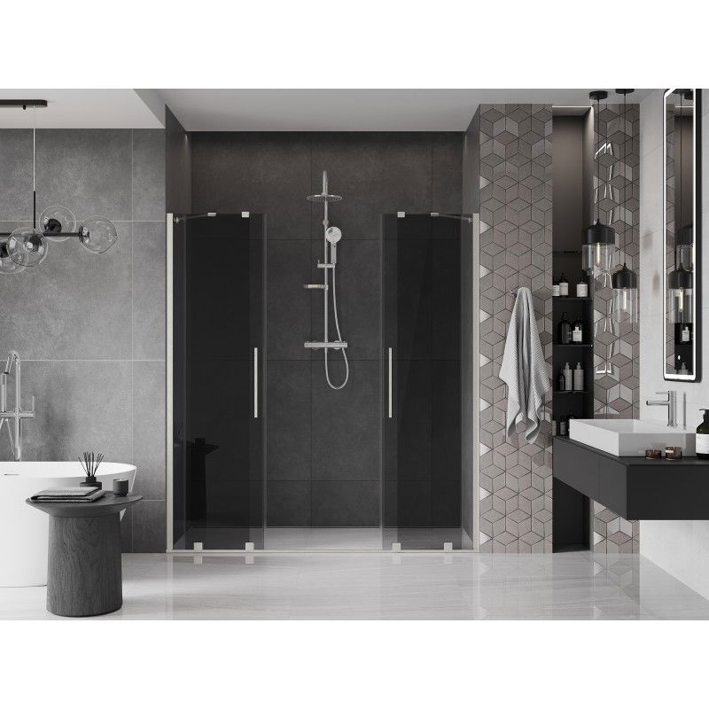 Mexen Velar Duo portes de douche coulissantes 170 cm, graphite, nickel brossé - 871-170-000-42-97