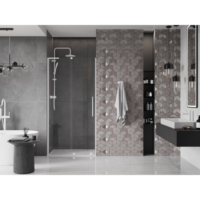 Mexen Velar L porte de douche coulissante 90 cm, transparent, blanc - 871-090-003-01-20