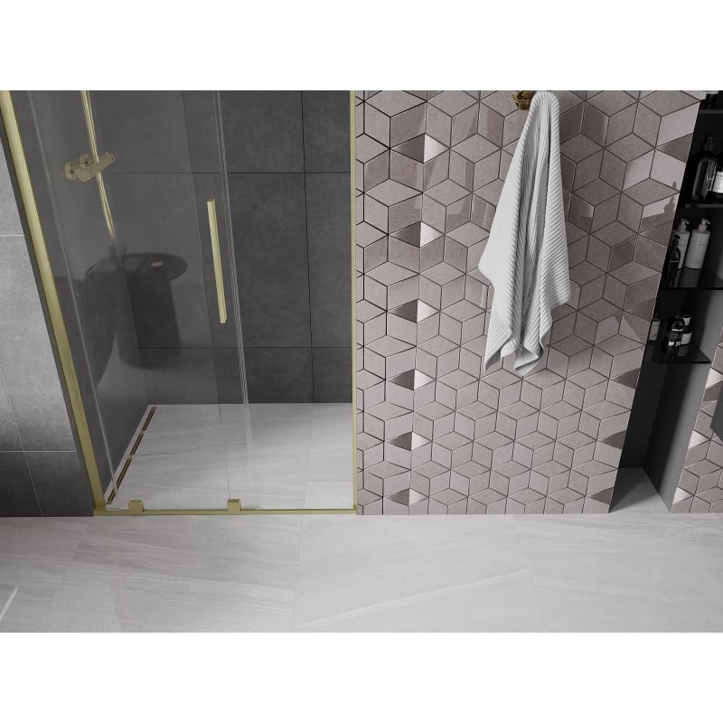 Mexen Velar L porte de douche coulissante 100 cm, transparent, or brossé - 871-100-003-01-55