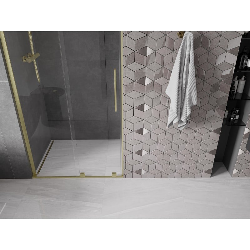 Mexen Velar L porte de douche coulissante 100 cm, transparent, or brossé - 871-100-003-01-55