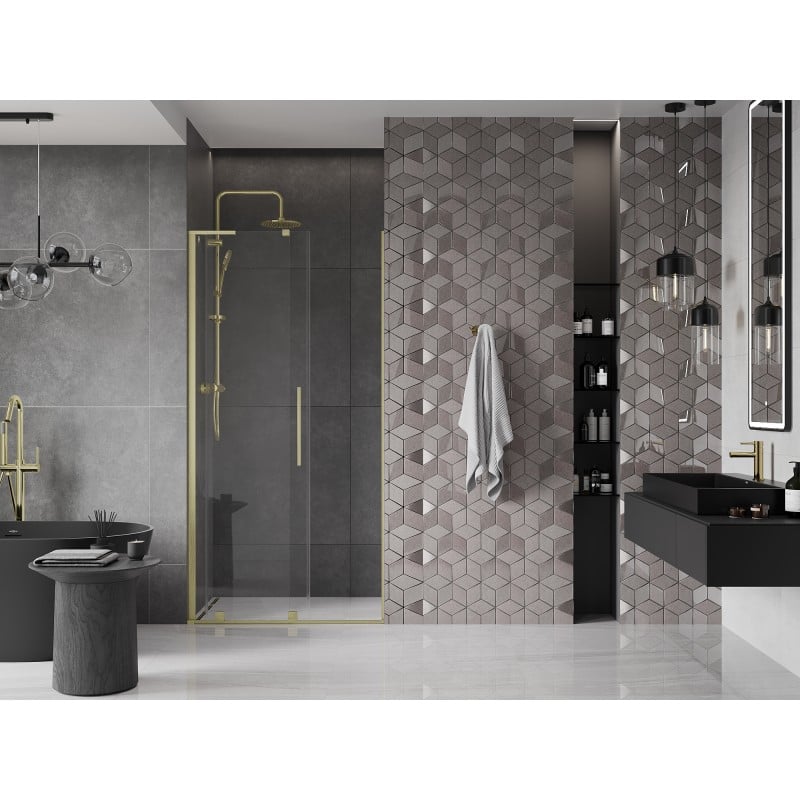 Mexen Velar L porte de douche coulissante 100 cm, transparent, or brossé - 871-100-003-01-55