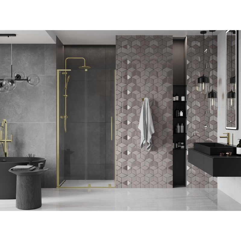 Mexen Velar L porte de douche coulissantes 120 cm, transparent, or brossé - 871-120-003-01-55