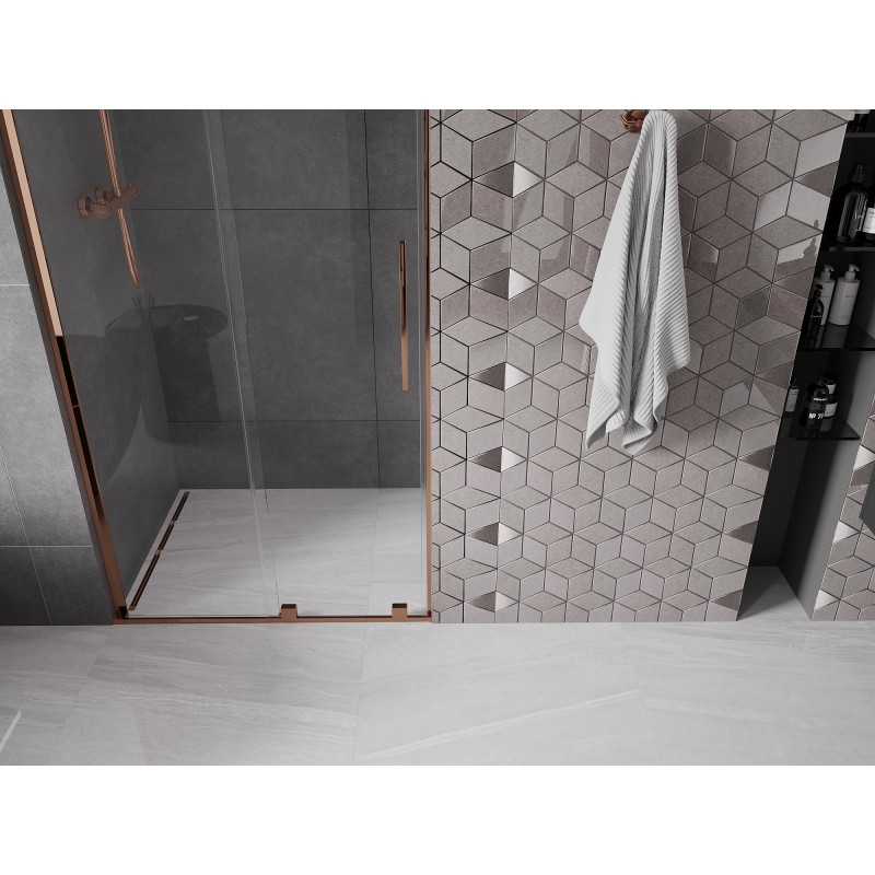 Mexen Velar L porte de douche coulissante 90 cm, transparent, or rose - 871-090-003-01-60