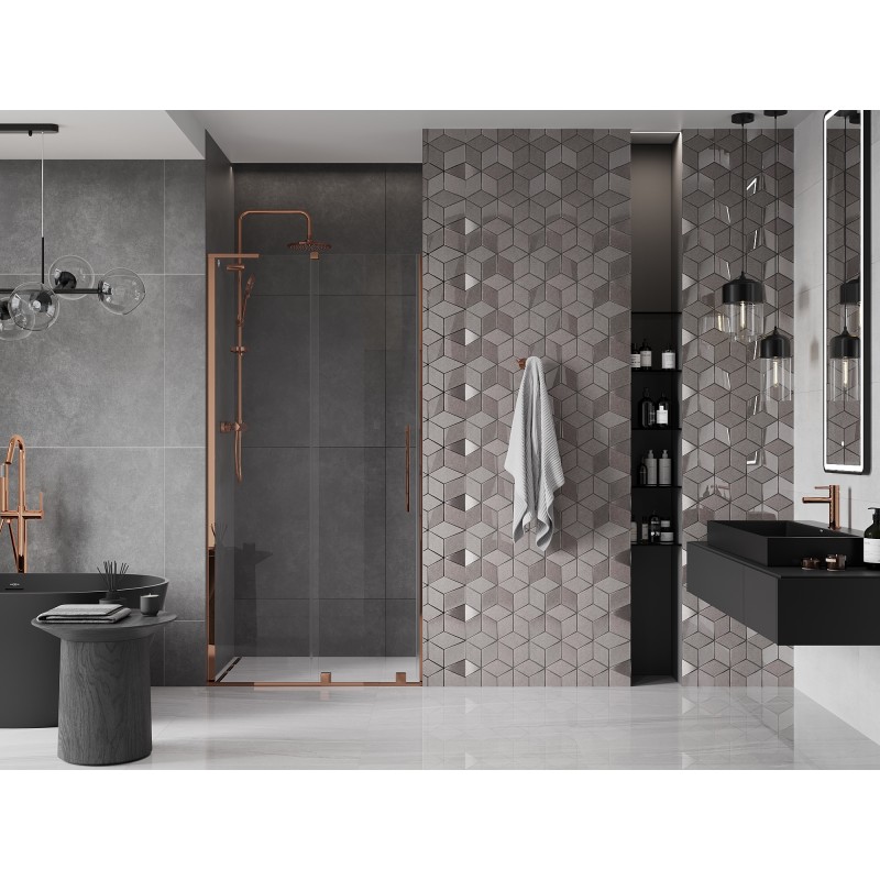 Mexen Velar L porte de douche coulissante 90 cm, transparent, or rose - 871-090-003-01-60