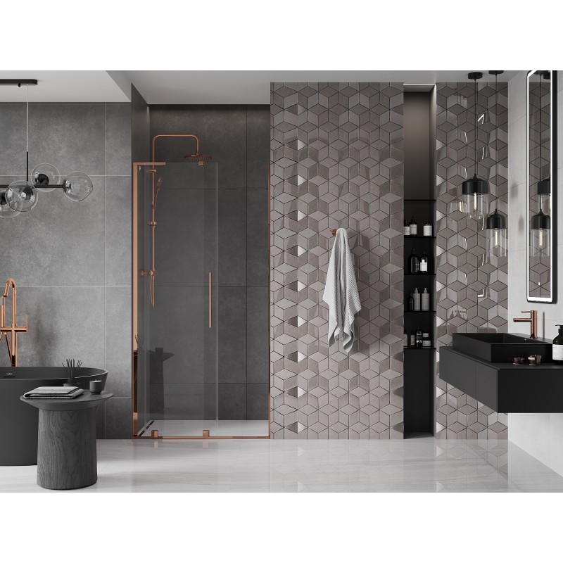 Mexen Velar L porte de douche coulissante 100 cm, transparent, or rose - 871-100-003-01-60