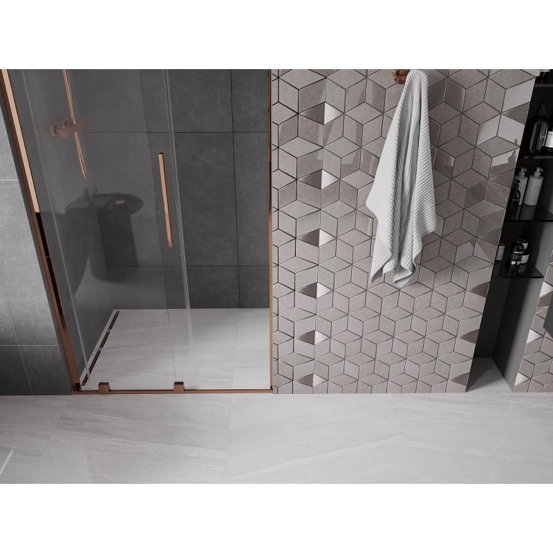 Mexen Velar L porte de douche coulissante 120 cm, transparent, or rose - 871-120-003-01-60