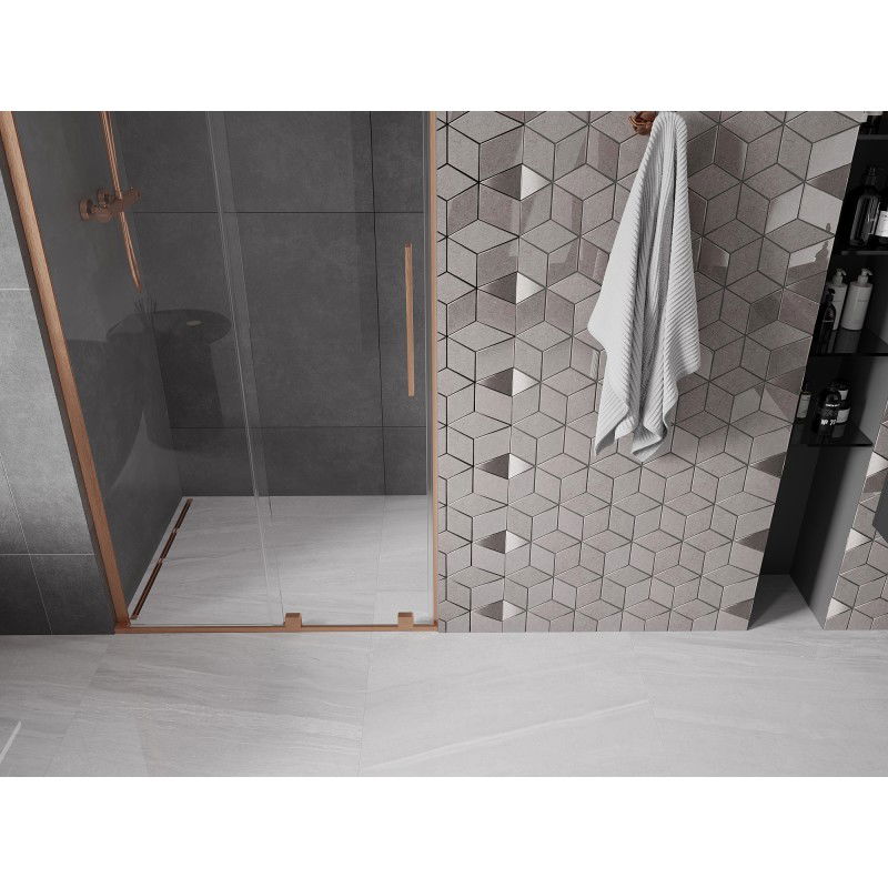 Mexen Velar L portes de douche coulissantes 90 cm, transparentes, cuivre brossé - 871-090-003-01-65