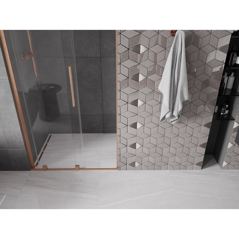 Mexen Velar L porte de douche coulissante 100 cm, transparent, cuivre brossé - 871-100-003-01-65