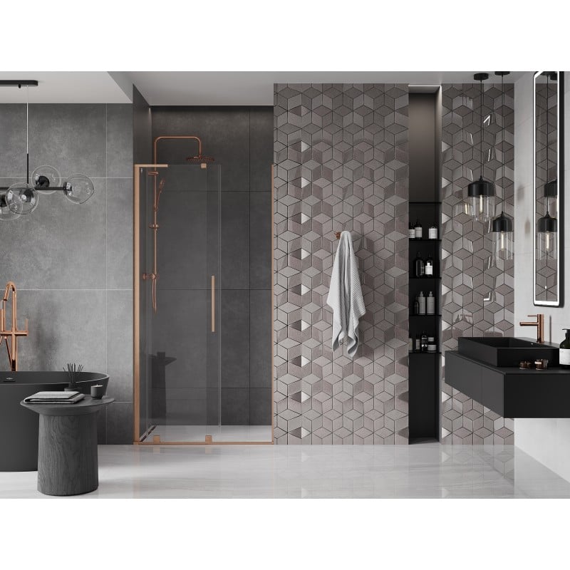 Mexen Velar L porte de douche coulissante 110 cm, transparent, cuivre brossé - 871-110-003-01-65