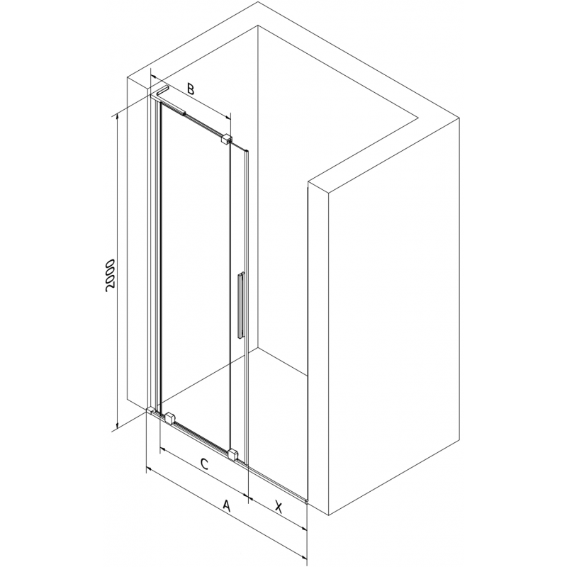 Mexen Velar L porte de douche coulissante 100 cm, transparent, cuivre brossé - 871-100-003-01-65