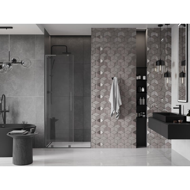 Mexen Velar L porte de douche coulissante 120 cm, transparent, gris canon brossé - 871-120-003-01-66