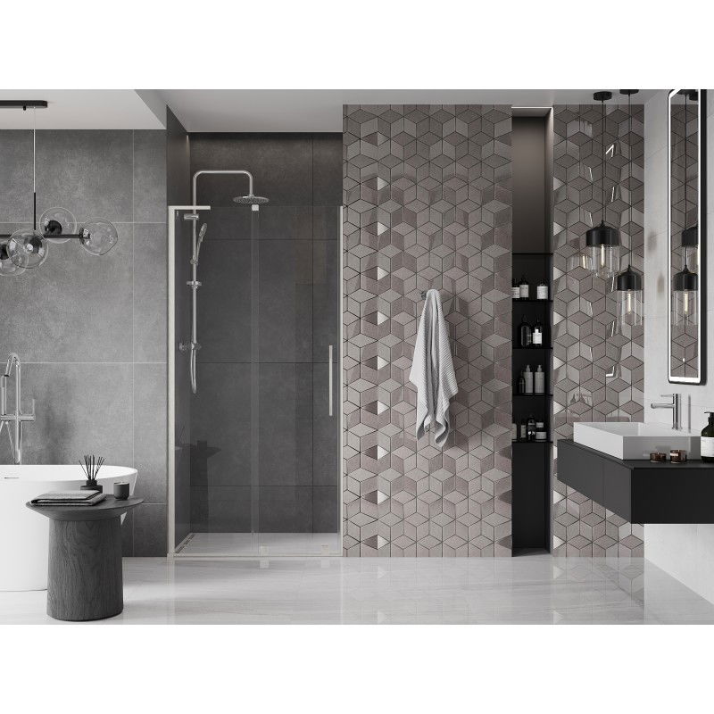 Mexen Velar L porte de douche coulissante 90 cm, transparent, nickel brossé - 871-090-003-01-97