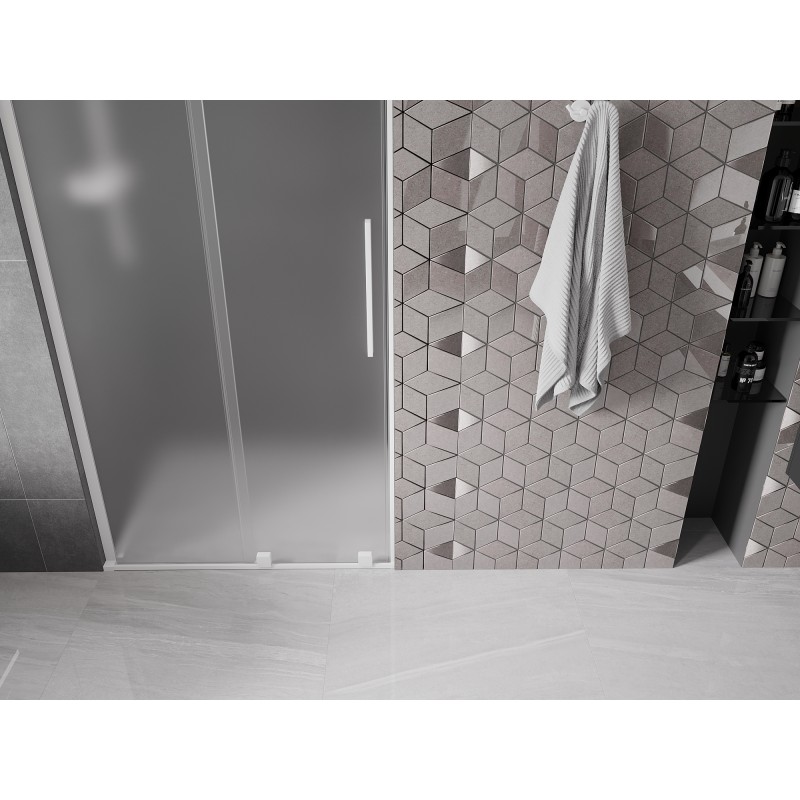 Mexen Velar L porte de douche coulissante 90 cm, givrée, blanche - 871-090-003-31-20