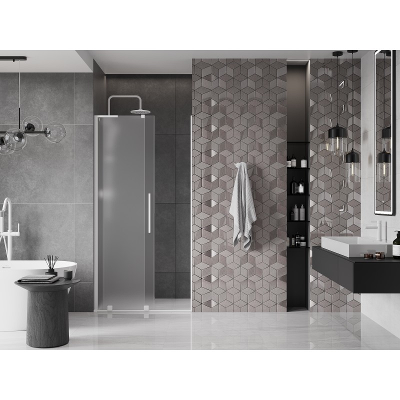 Mexen Velar L porte de douche coulissante 90 cm, givrée, blanche - 871-090-003-31-20