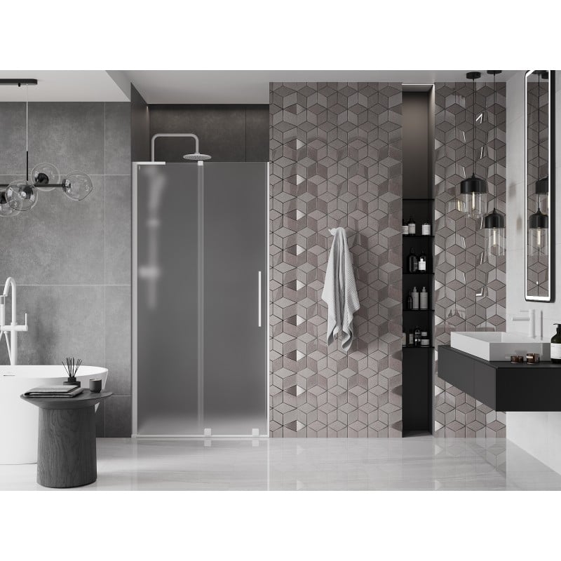 Mexen Velar L porte de douche coulissante 90 cm, givrée, blanche - 871-090-003-31-20
