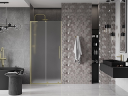 Porte de douche coulissante Mexen Velar L 90 cm, givrée, dorée brossée - 871-090-003-31-55