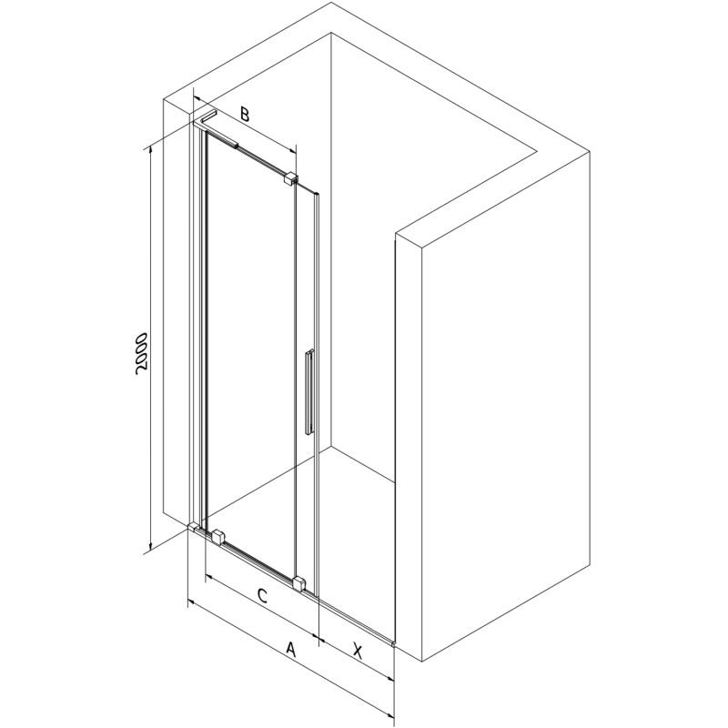 Mexen Velar L portes de douche coulissantes 90 cm, dépoli, or brossé - 871-090-003-31-55