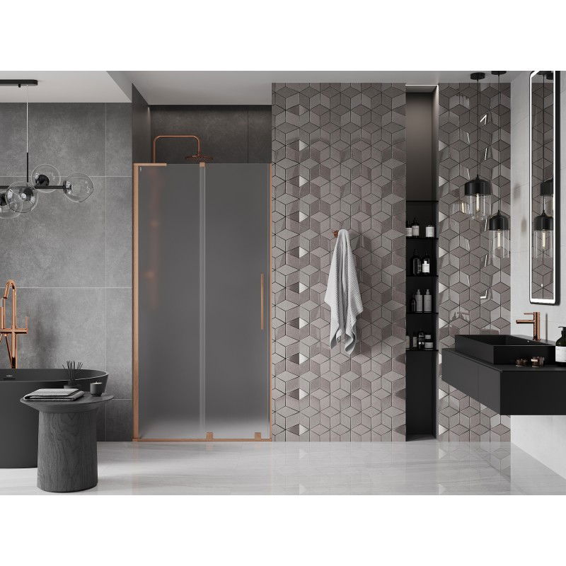 Mexen Velar L porte de douche coulissante 120 cm, givre, cuivre brossé - 871-120-003-31-65