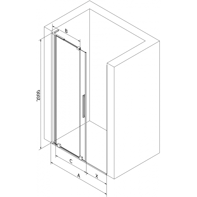 Mexen Velar L porte de douche coulissante 100 cm, givre, cuivre brossé - 871-100-003-31-65