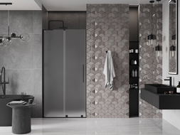 Mexen Velar L porte de douche coulissante 90 cm, givré, noir - 871-090-003-31-70