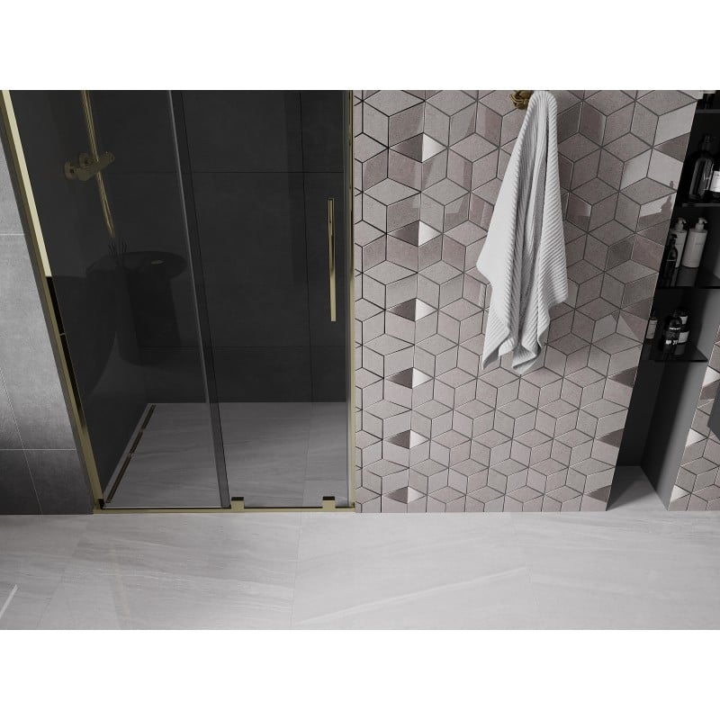 Mexen Velar L porte de douche coulissante 120 cm, graphite, or - 871-120-003-41-50