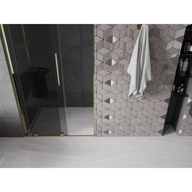 Mexen Velar L porte de douche coulissante 120 cm, graphite, or - 871-120-003-41-50