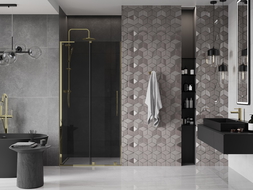 Mexen Velar L porte de douche coulissante 100 cm, graphite, dorée - 871-100-003-41-50