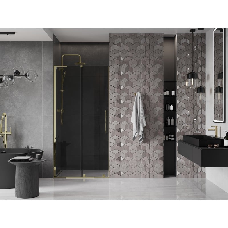 Mexen Velar L porte de douche coulissante 120 cm, graphite, or - 871-120-003-41-50