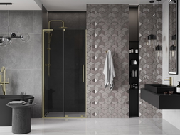 Mexen Velar L porte de douche coulissante 100 cm, graphite, doré brossé - 871-100-003-41-55