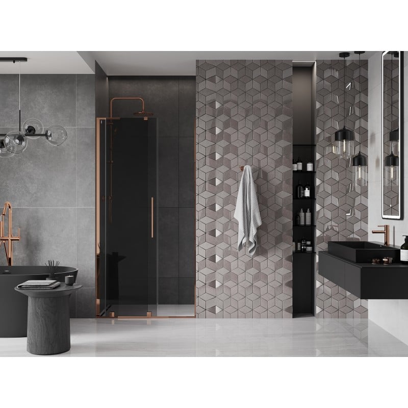 Mexen Velar L porte de douche coulissante 90 cm, graphite, or rose - 871-090-003-41-60