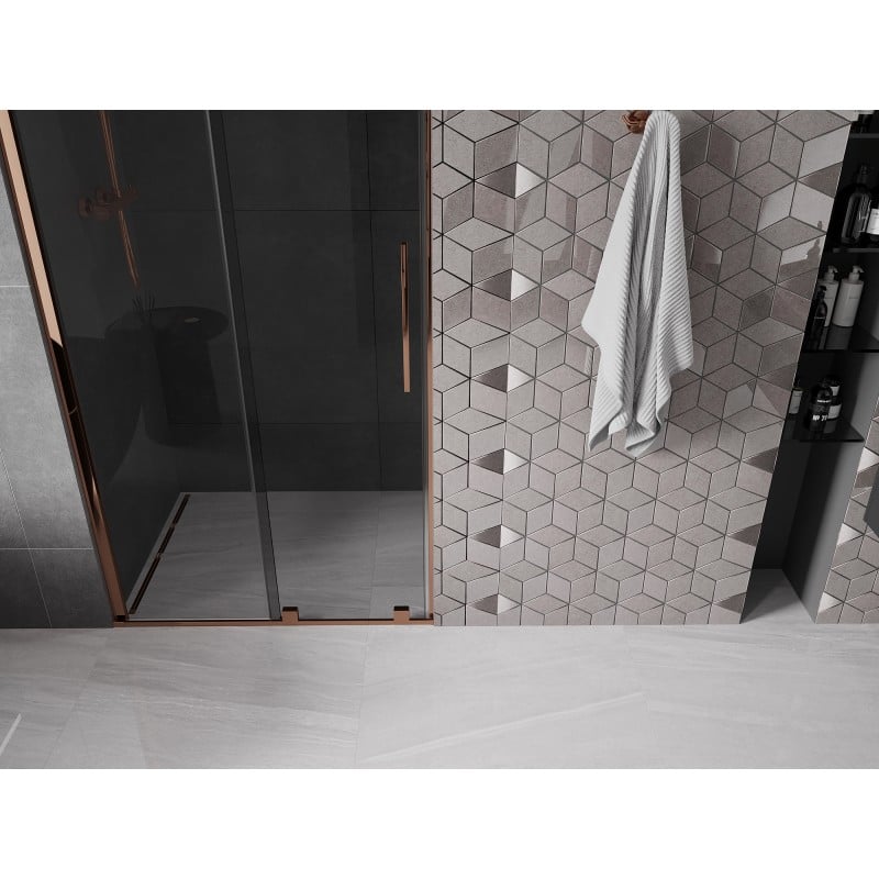 Mexen Velar L porte de douche coulissante 110 cm, graphite, or rose - 871-110-003-41-60