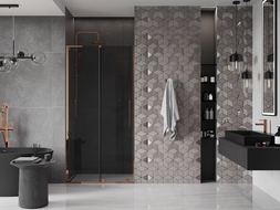 Mexen Velar L porte de douche coulissante 100 cm, graphite, or rose - 871-100-003-41-60