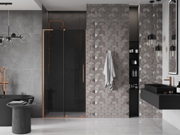 Mexen Velar L porte de douche coulissante 90 cm, graphite, cuivre brossé - 871-090-003-41-65