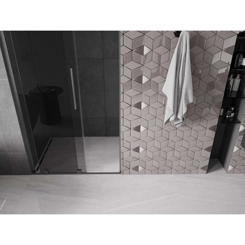 Mexen Velar L porte de douche coulissante 110 cm, graphite, gun gray brossé - 871-110-003-41-66