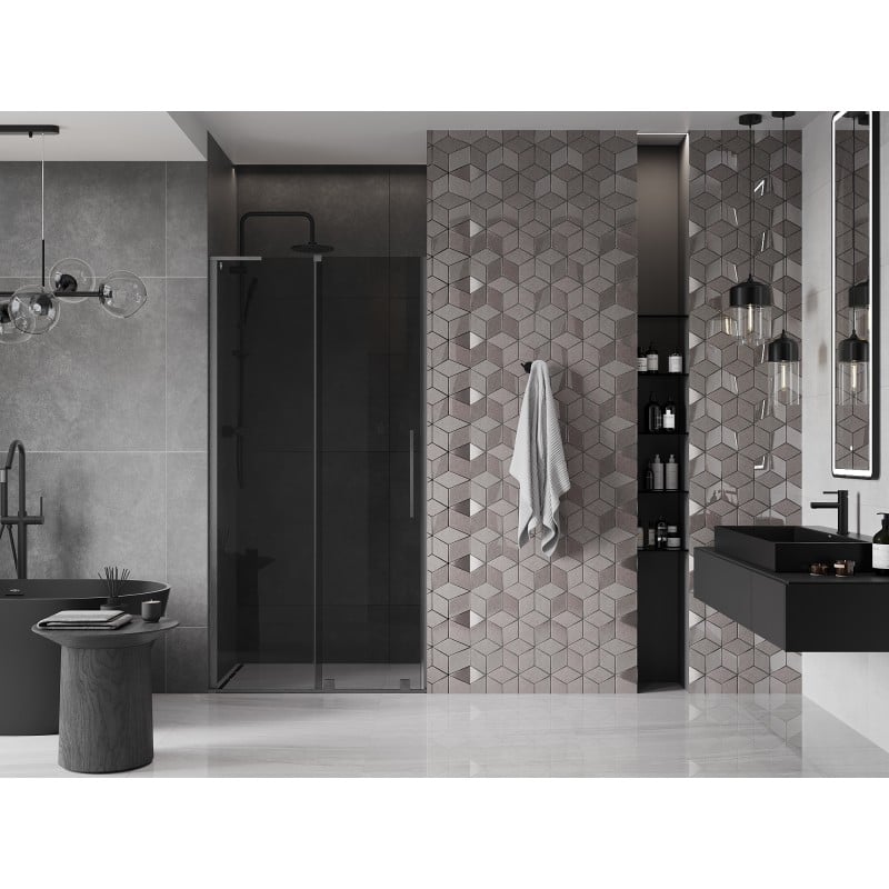 Mexen Velar L porte de douche coulissante 110 cm, graphite, gun gray brossé - 871-110-003-41-66