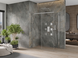 Cabine de douche coulissante Mexen Omega 140 x 80 cm, transparent, chrome - 825-140-080-01-00