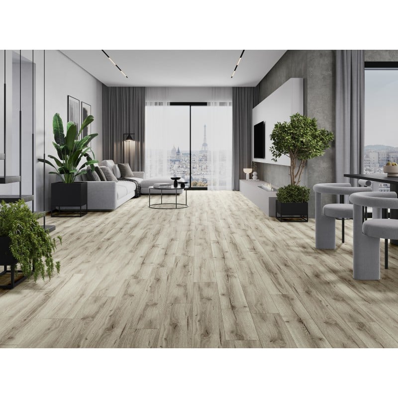 Mexen Wirginia échantillon de panneaux vinyles SPC 6,5 mm, sous-couche IXPE 1,5 mm, 4 V-Fuga, Chêne - F1005-S