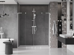 Mexen Velar L Duo portes de douche coulissantes 200 cm, transparentes, blanches - 871-200-003-02-20
