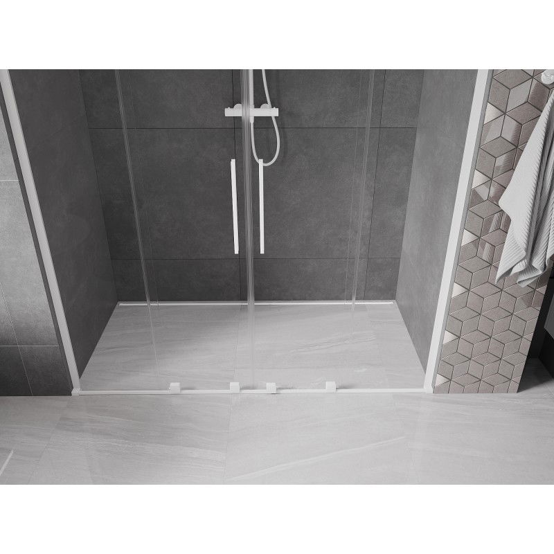 Mexen Velar L Duo porte de douche coulissante 180 cm, transparent, blanc - 871-180-003-02-20