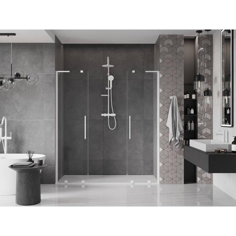 Mexen Velar L Duo porte de douche coulissante 180 cm, transparent, blanc - 871-180-003-02-20