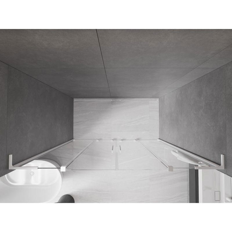 Mexen Velar L Duo portes de douche coulissantes 200 cm, transparentes, blanches - 871-200-003-02-20